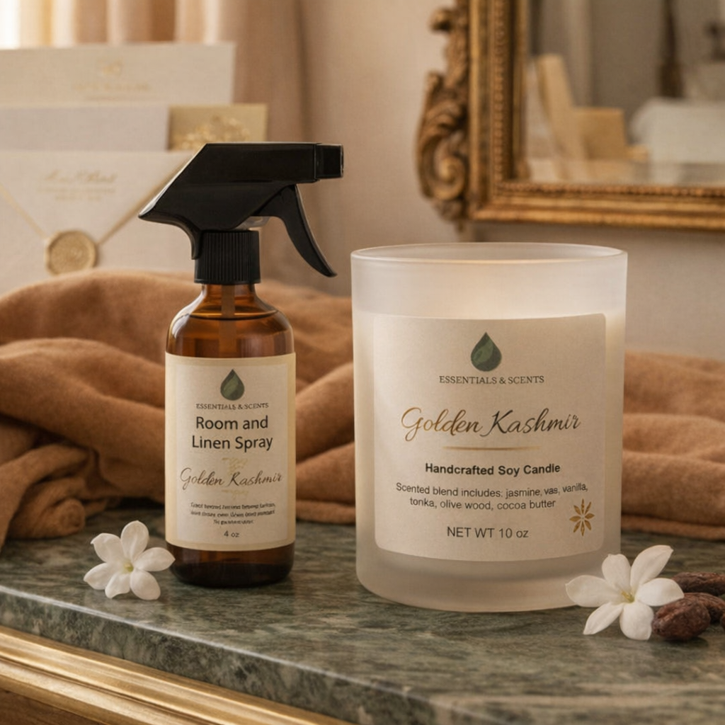 Golden Kashmir — Candle & Spray Set (Luxury Collection, 10oz Candle & 4oz Spray)