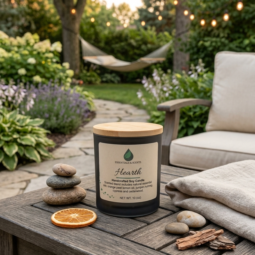 Hearth — Hand‑Poured Soy Candle (Home Comfort collection, 10 oz)